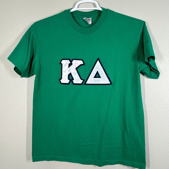 Hanes Other - Hanes T-Shirt Mens M Green KΔ Applique Greek Letter Heavyweight 50/50 Crewneck